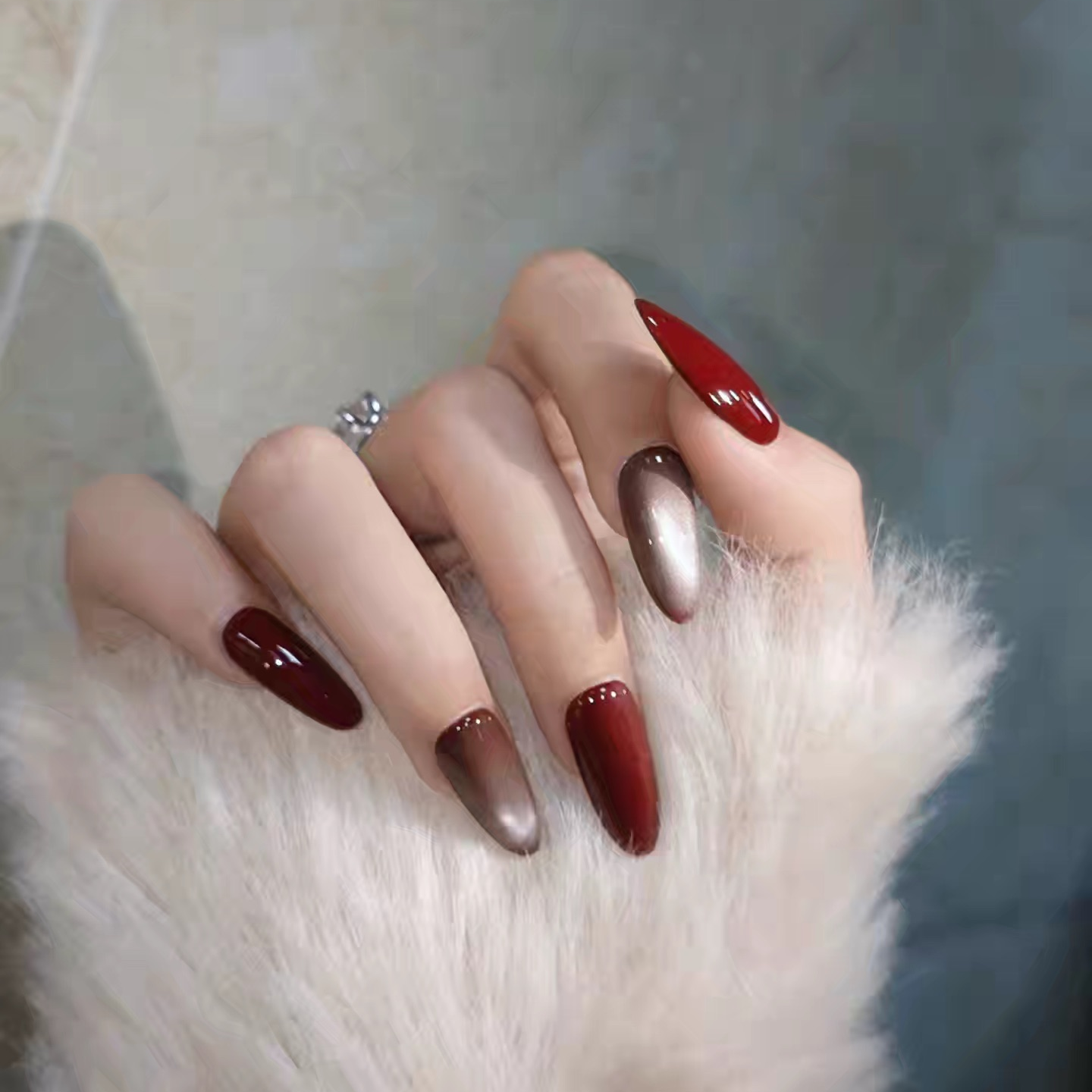 【A50红果】纯手工高级猫眼显白新年美甲日常穿戴秋冬穿戴甲美甲