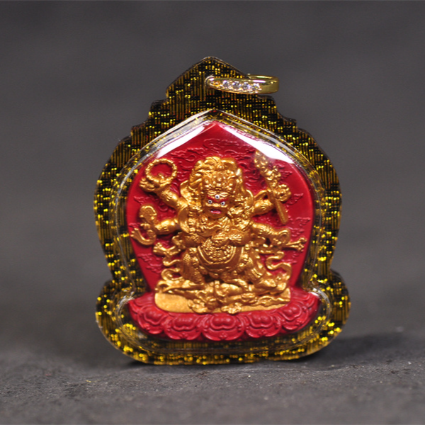 【梵捻造物】手绘上色红底描金大黑天黄财绿度母擦擦亚克力壳子吊坠