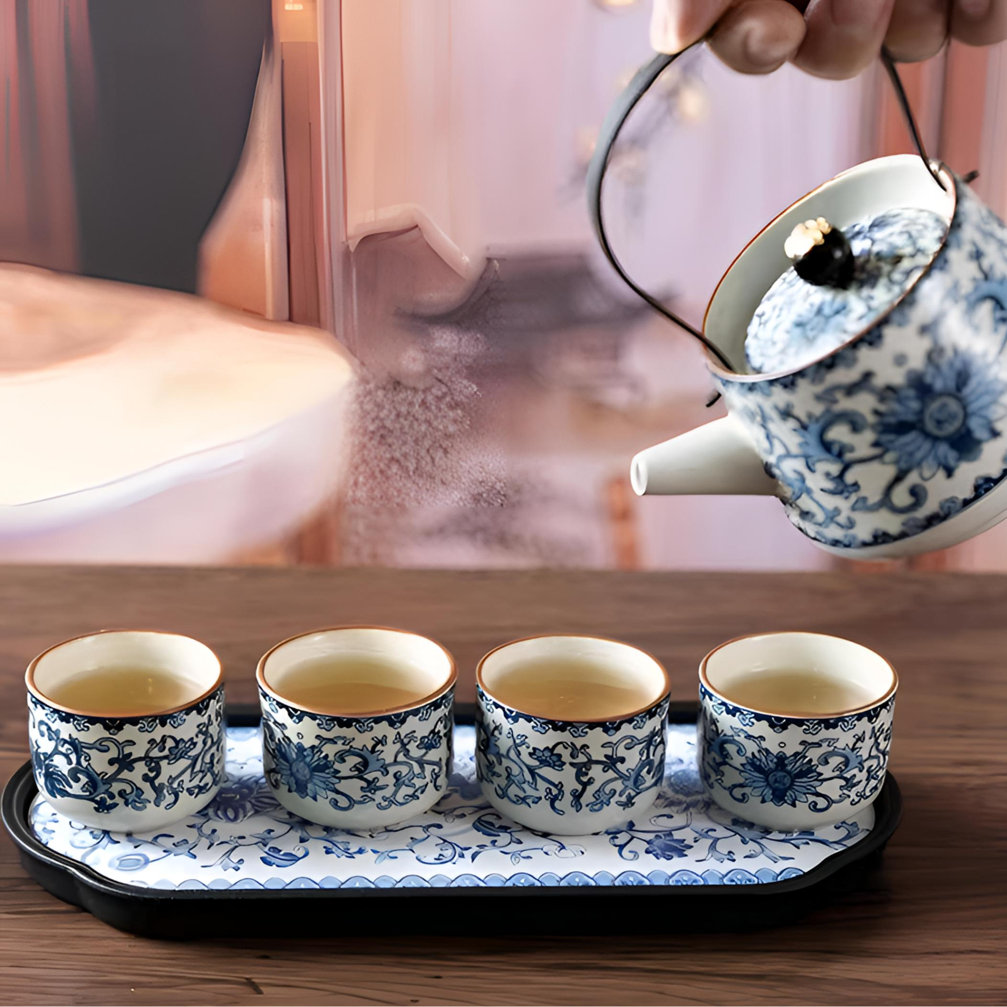 ZH3988-缠枝莲一壶四杯带茶盘轻奢高档大容量礼盒装对杯