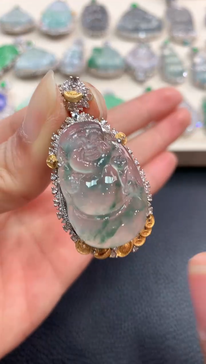 【闪购商品】翡翠吊坠(不含链)18K金镶嵌n71       