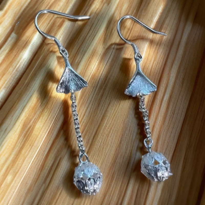 足银耳饰 足银999耳饰 长款流苏耳环女轻奢高级感独特气质耳饰