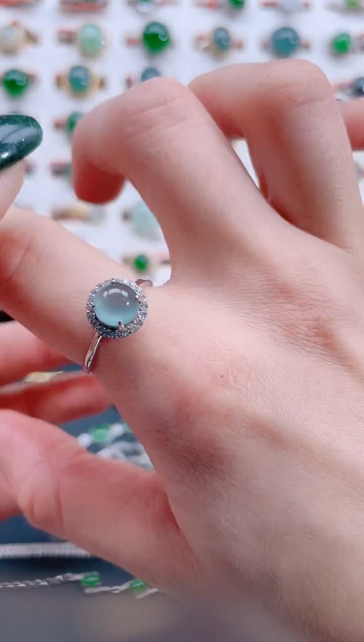 银S925镶嵌戒指翡翠天然翡翠