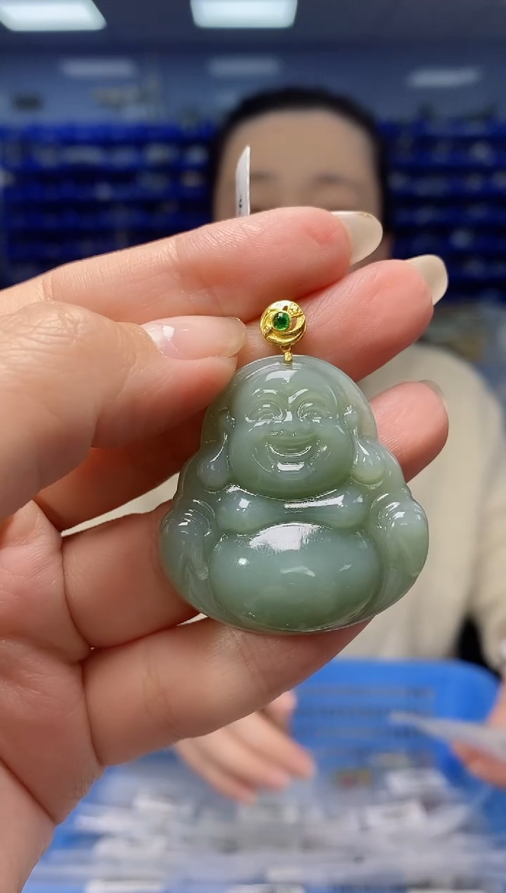 【闪购商品】和田玉吊坠(不含链)18K金镶嵌DZ4150