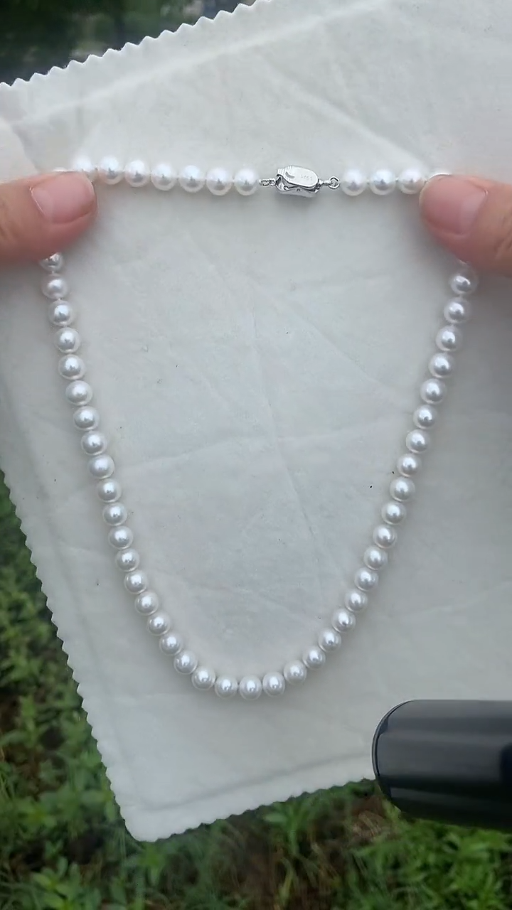 淡水珍珠银S925镶嵌项链天然珍珠8-9mm项链