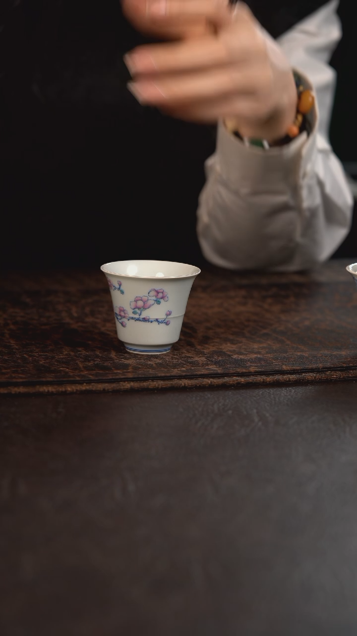 【闪购商品】杯聚澜堂斗彩玉兰花竹节杯