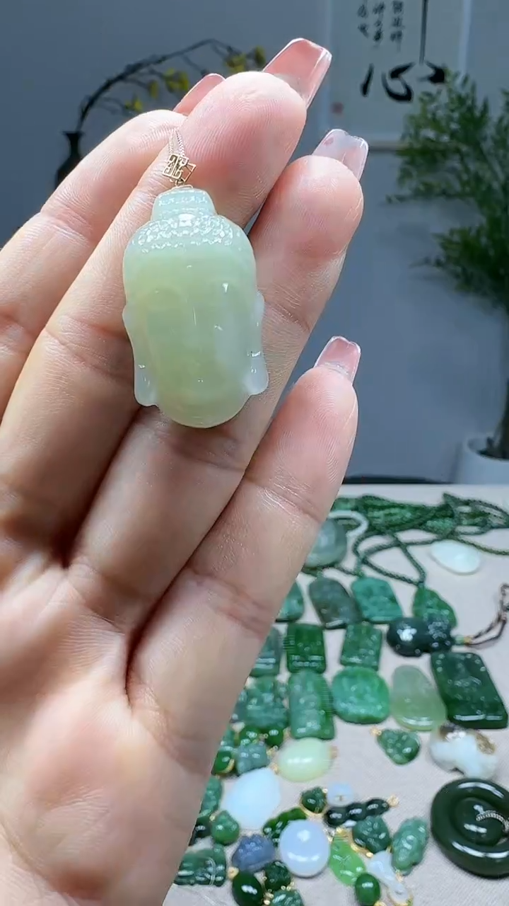 吊坠(不含链)18K金镶嵌和田玉1