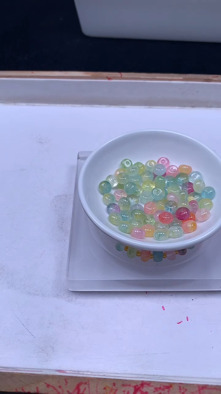 未镶嵌散珠碧玺E238 七彩碧玺算盘5*8mm20个6.9元