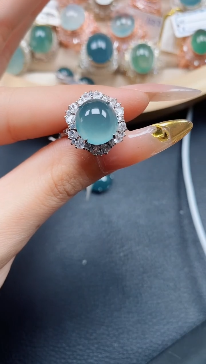 【闪购商品】翡翠戒指银S925镶嵌翡翠