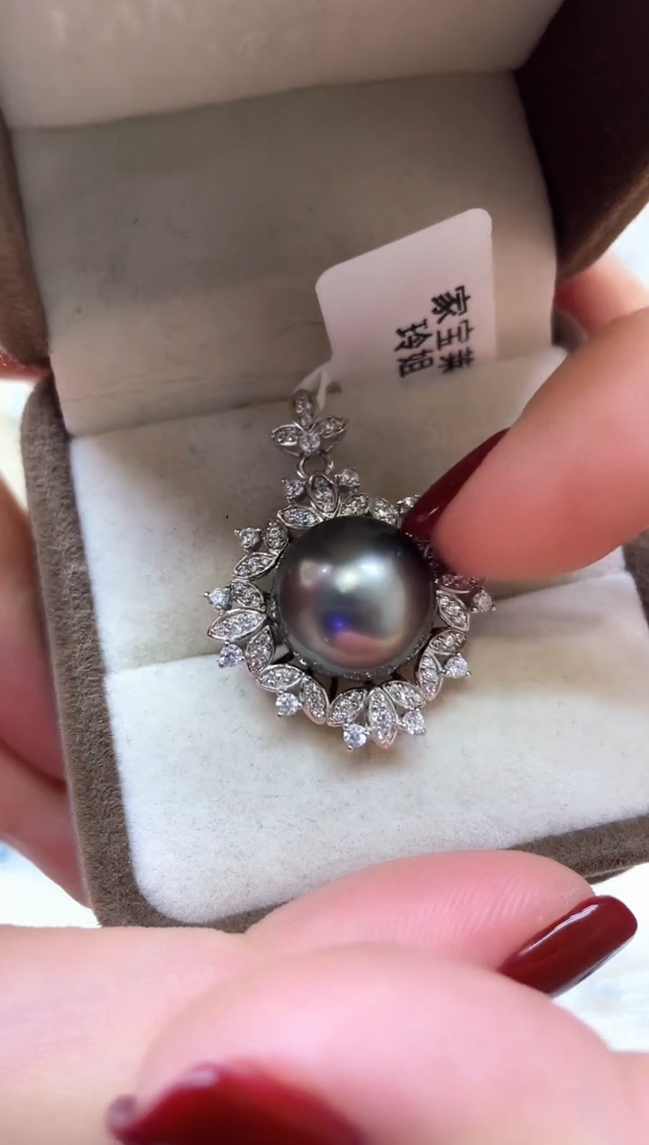 【闪购商品】海水珍珠吊坠银S925镶嵌大溪地吊坠