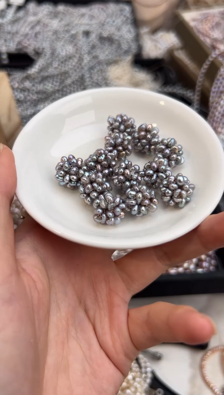 未镶嵌福利淡水珍珠灰色*强光珍珠吊坠（万能扣）