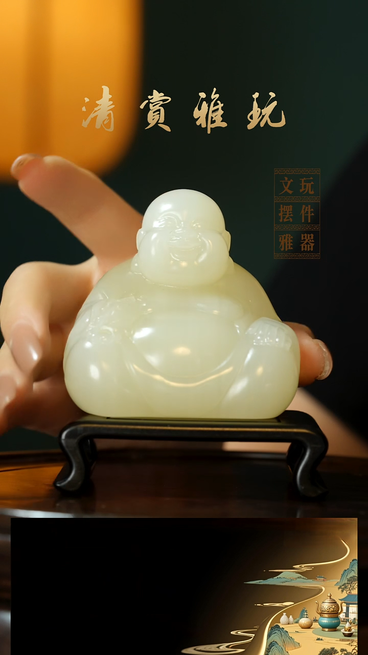 玉《弥勒佛》手把件摆件
