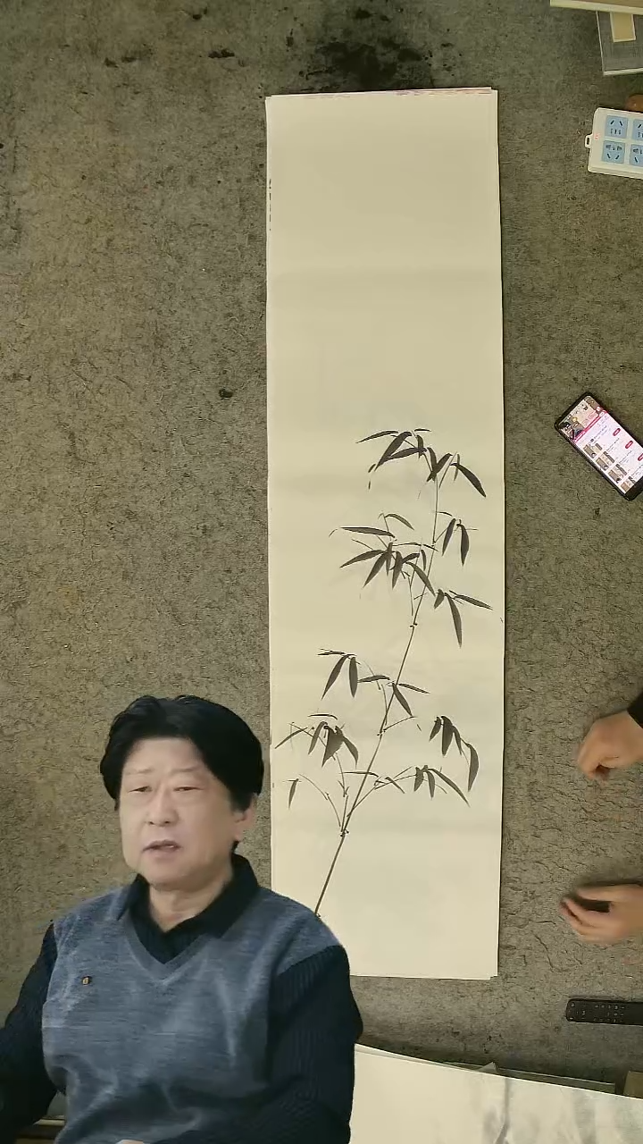 国画四尺对开 墨竹条屏 34*138cm