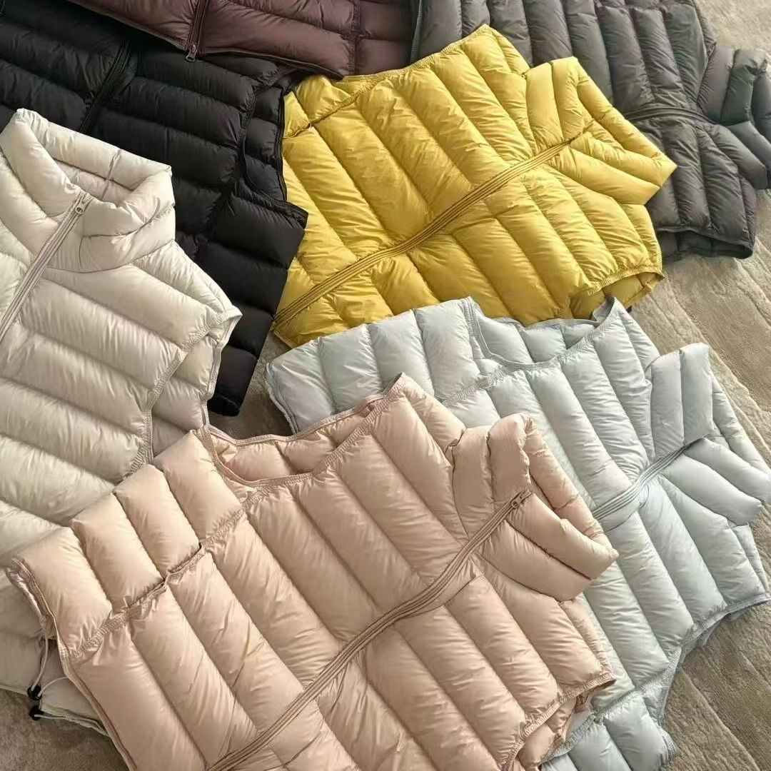 90安心绒加厚排骨羽绒马甲女短款立领保暖背心羽绒服白鸭绒马夹新