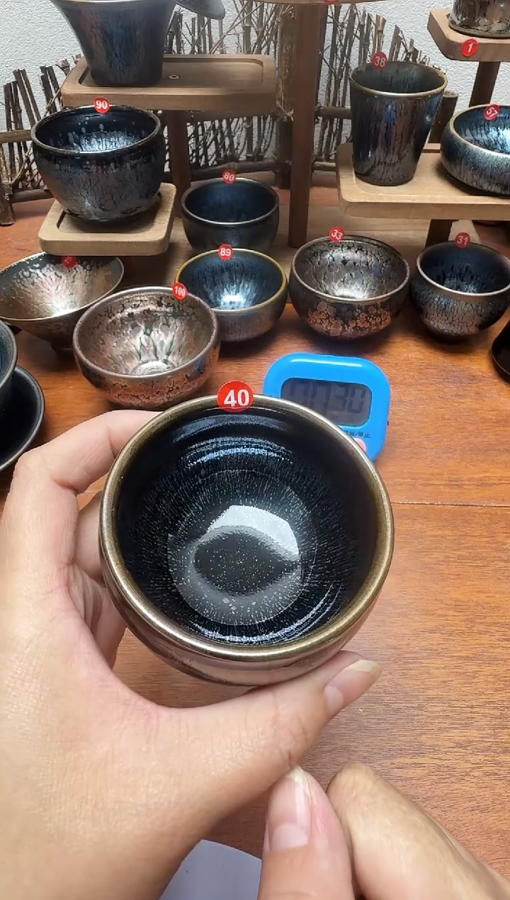 茶盏三****)40号8个建盏工匠茶器