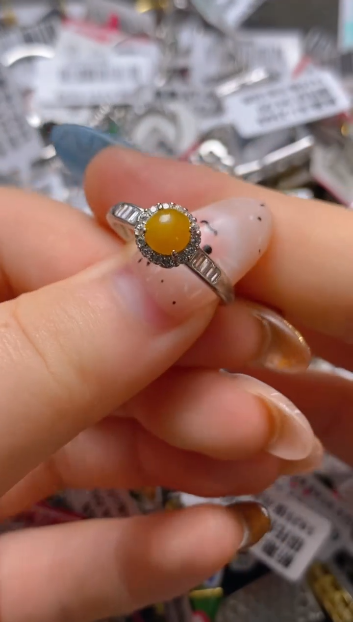 银S925镶嵌戒指翡翠百内无证书