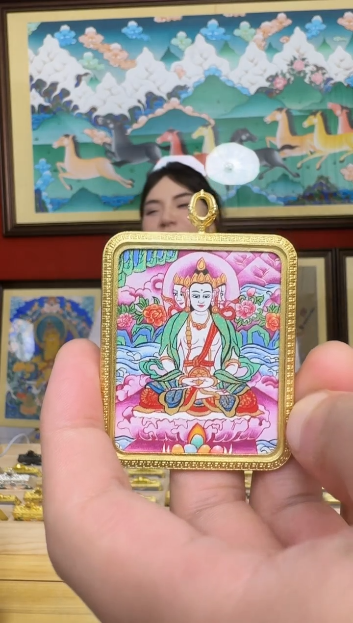 吊坠大日-热贡纯手绘周毛