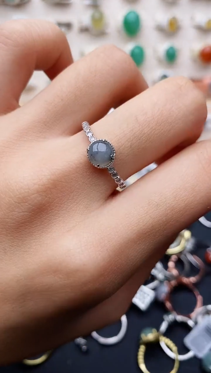 【闪购商品】翡翠戒指银S925镶嵌缅甸翡翠