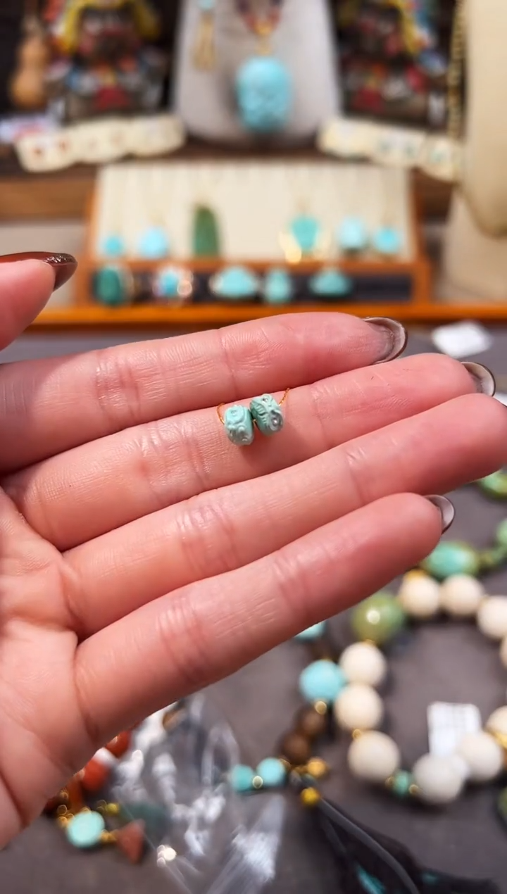 未镶嵌绿松石配饰醒狮隔片