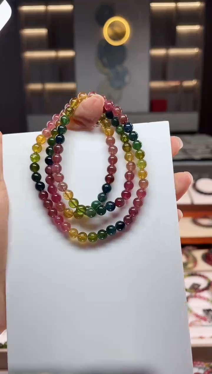 未镶嵌老矿碧玺三圈手串5mm+碧玺（多样性发一条）Q