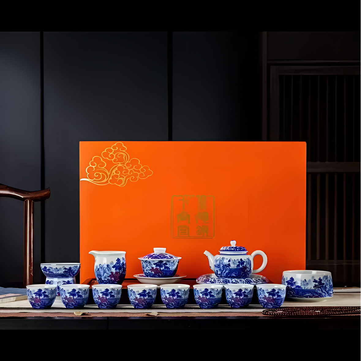 高端景德镇青花瓷手工陶瓷茶具套装礼盒