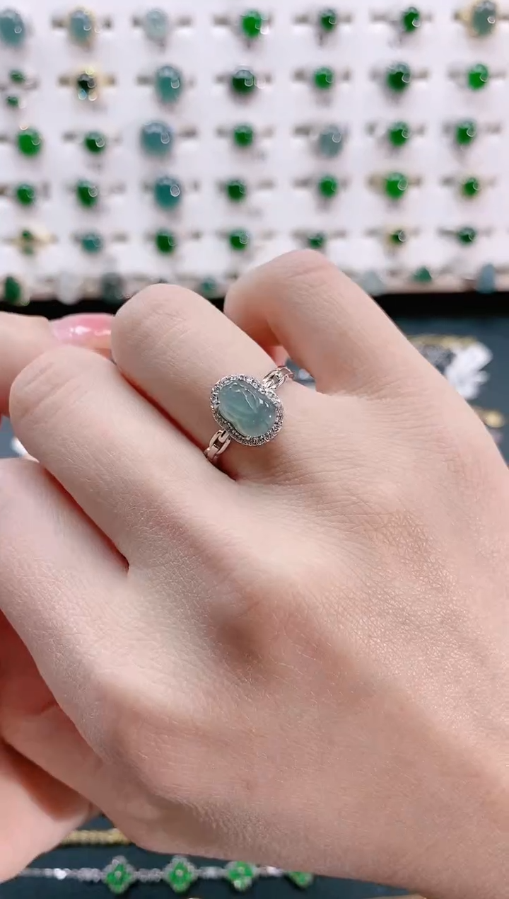 【闪购商品】翡翠戒指银S925镶嵌天然翡翠