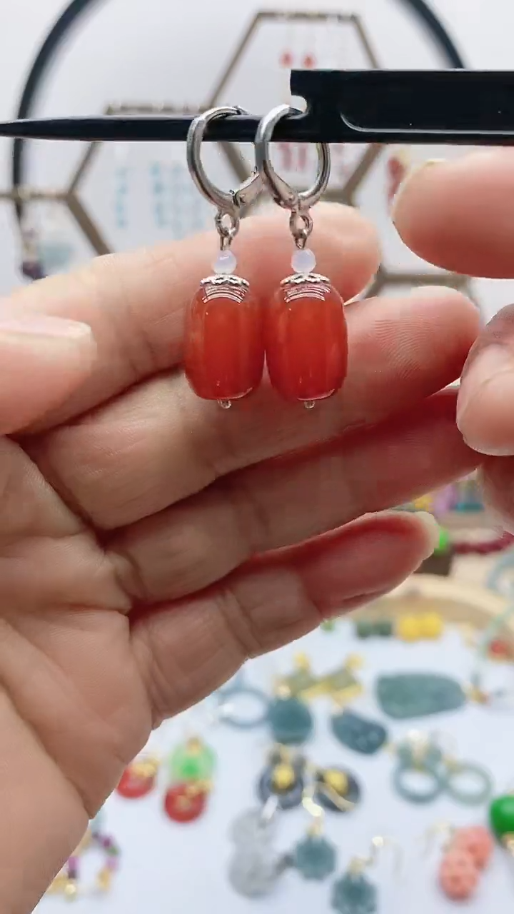 未镶嵌南红玛瑙耳饰138