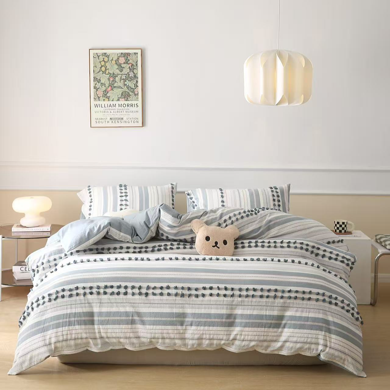 提花剪花色织水洗全棉四件套100%棉全棉床单被套ins风床品