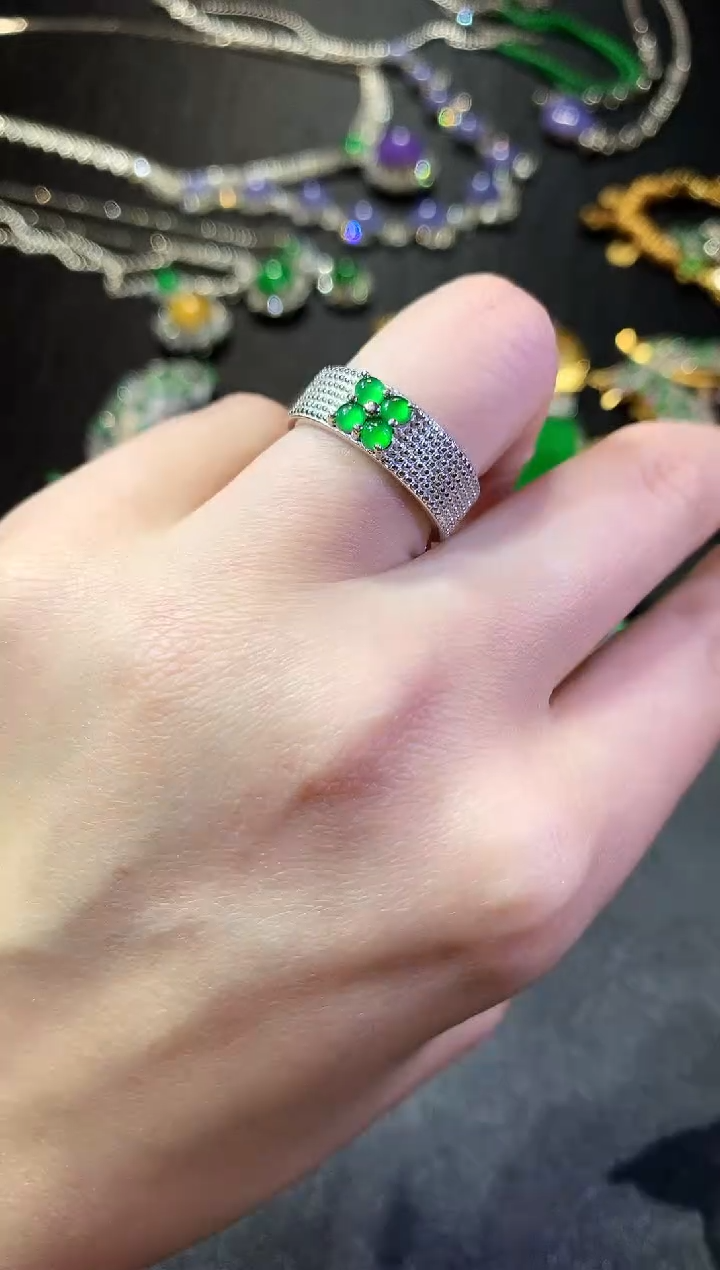 【闪购商品】翡翠戒指银S925镶嵌233戒指（多样性发货一件