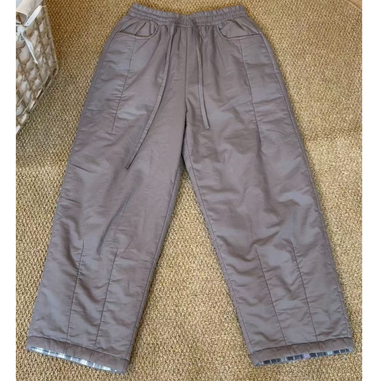 小个子冬季保暖加厚休闲纯色两面穿加厚棉裤休闲哈伦加厚裤子