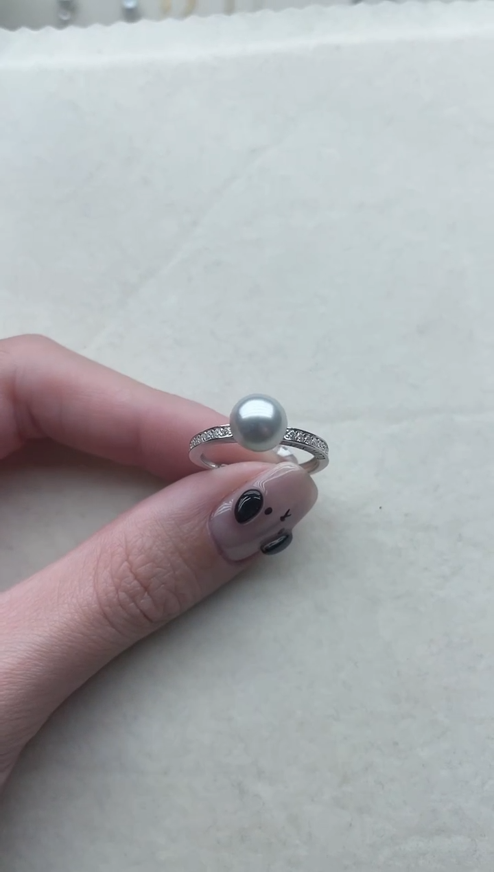 【闪购商品】海水珍珠戒指银S925镶嵌58