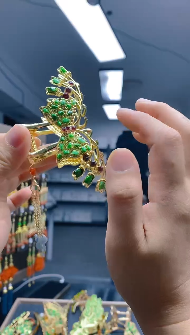 【闪购商品】翡翠耳饰合金0187翡翠发簪