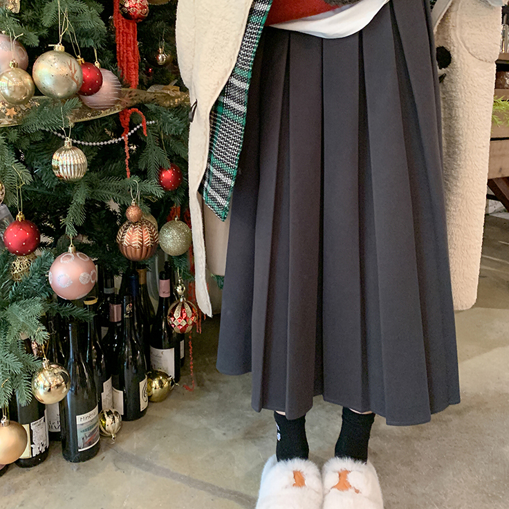 曾小咸黑色半身裙女高腰设计感百褶裙伞裙子Z224DB365 