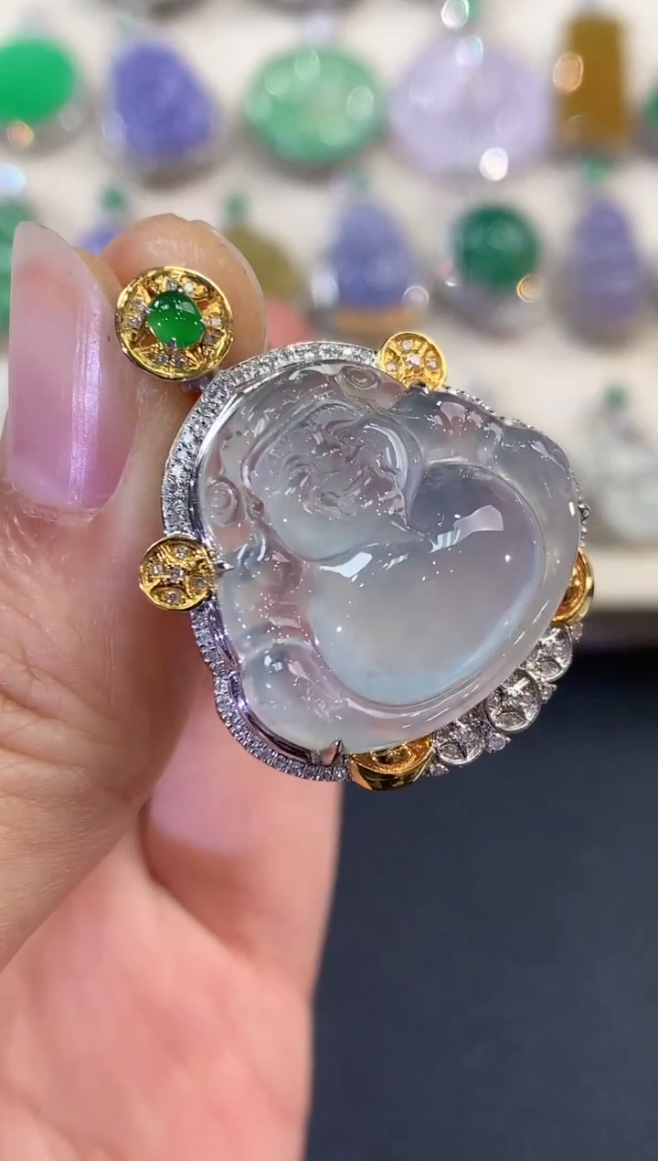 【闪购商品】翡翠吊坠(不含链)18K金镶嵌 c22