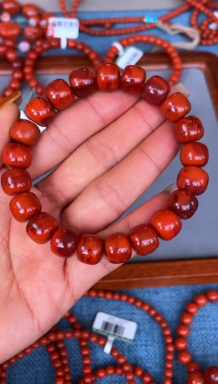 未镶嵌手串南红玛瑙N48凉山瓦西料原矿满肉双色锦红11mm单圈