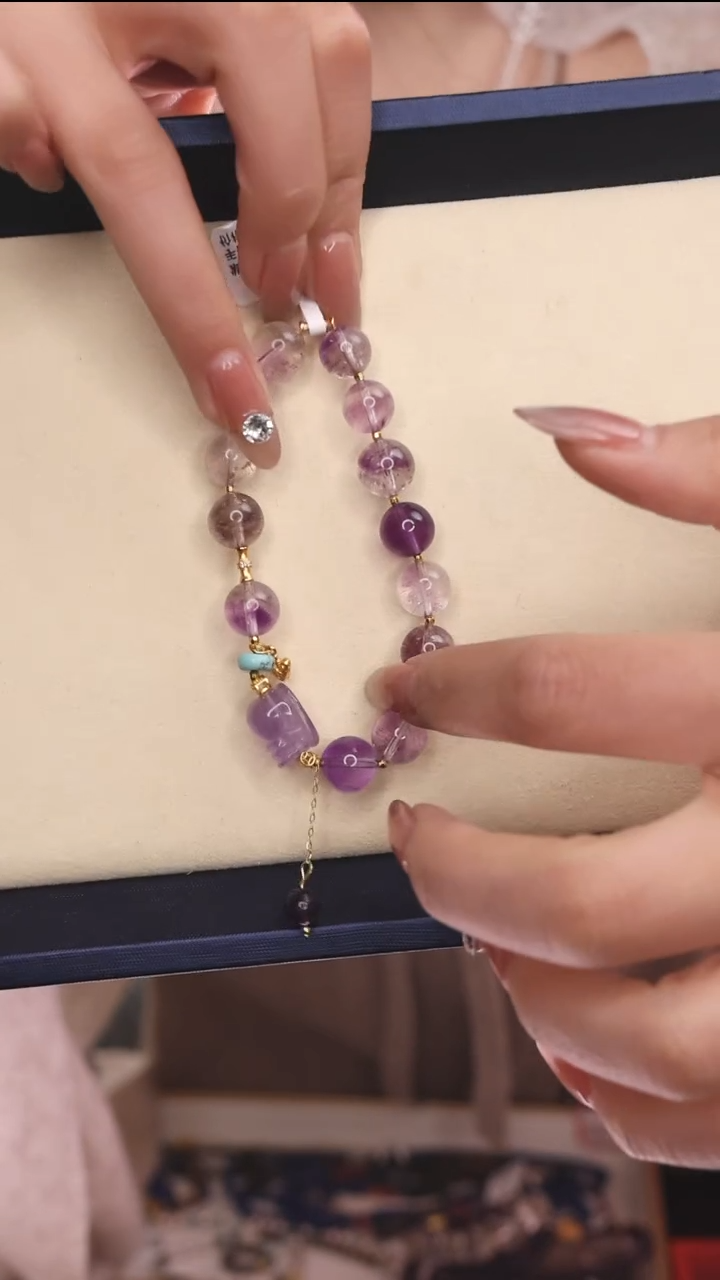 【闪购商品】水晶手链银S925镀金镶嵌超七水晶手链