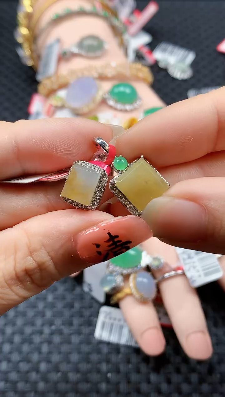 银S925镶嵌戒指翡翠天然A货缅甸翡翠