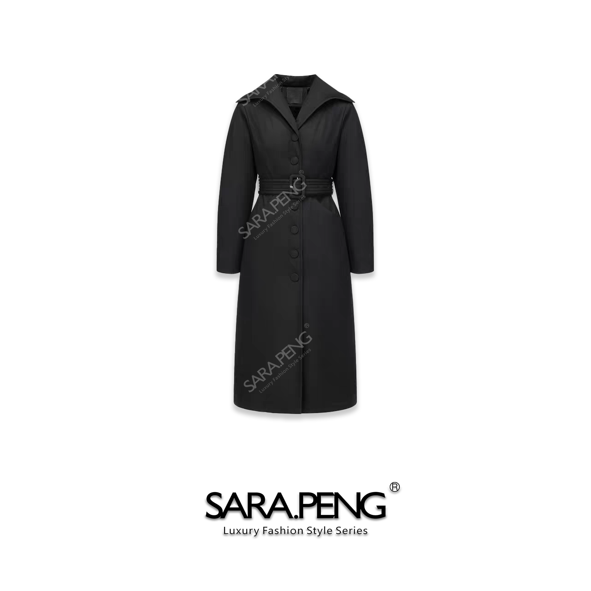 S.PENG冬日暖阳｜新品大翻领90鹅服长款系带收腰羽绒大衣｜5D168772