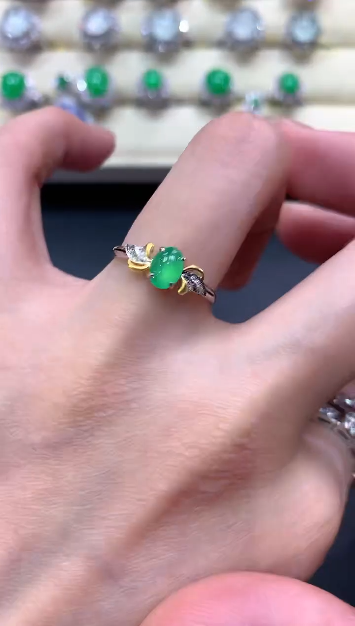 【闪购商品】翡翠戒指18K金镶嵌a25