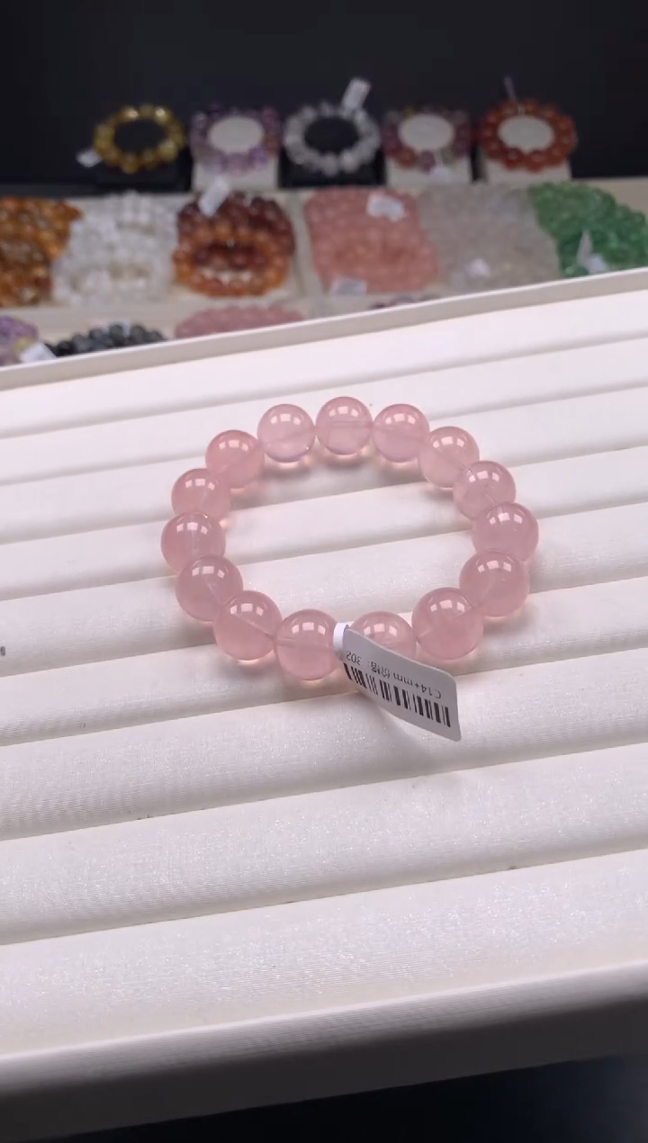 【闪购商品】水晶手链未镶嵌马粉14MM，A70