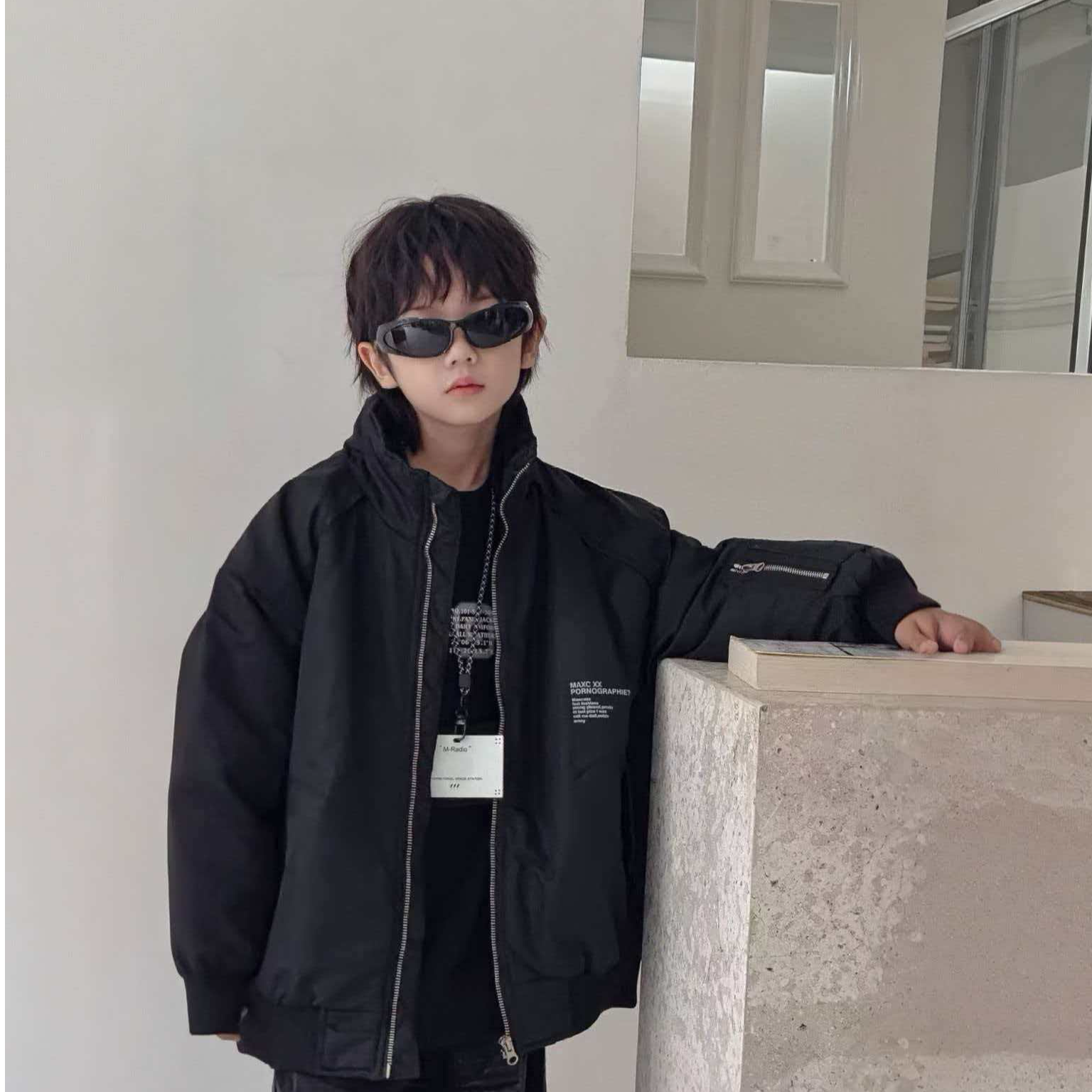 【013编码】唛池棉衣外套男童亮面韩版棉服中大童