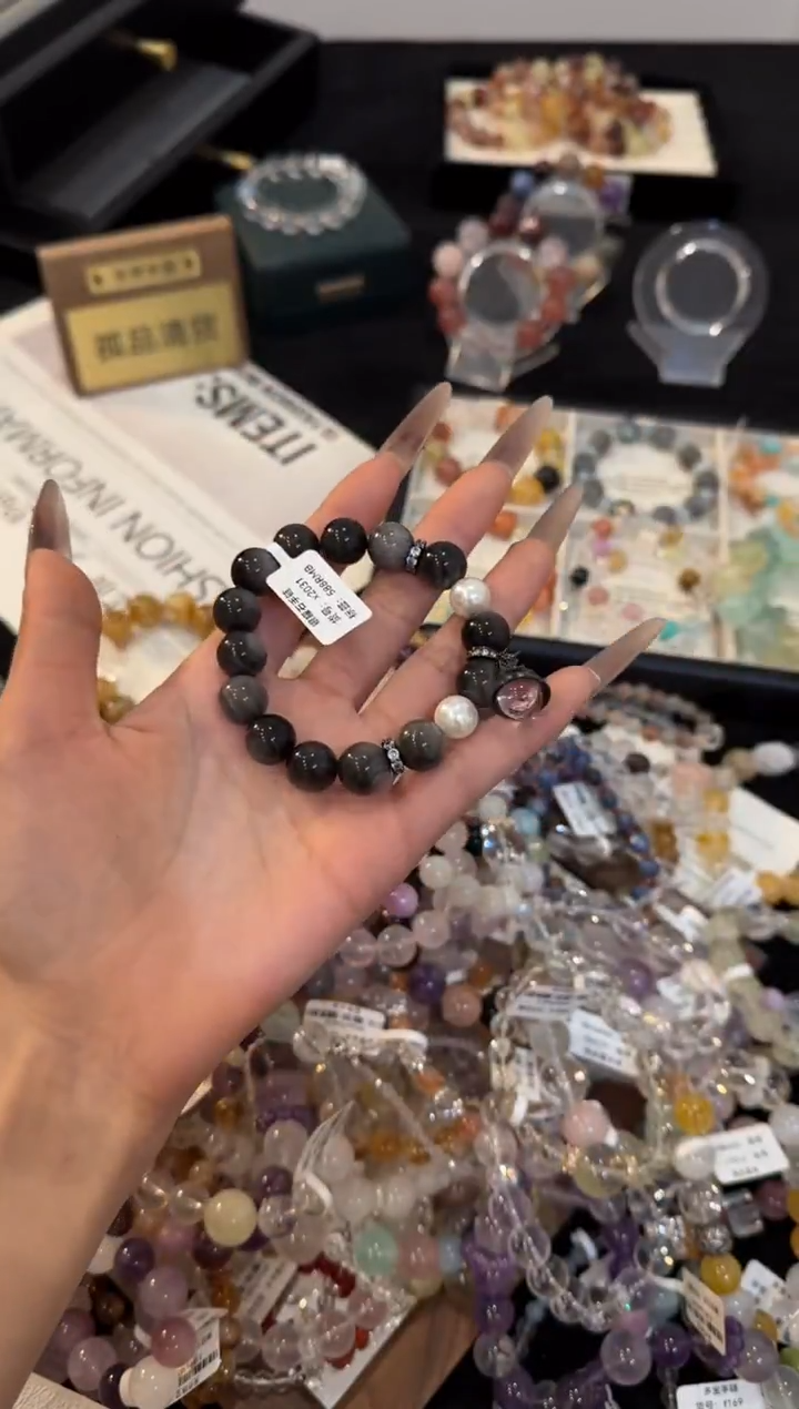 合金手链水晶银耀石x20313