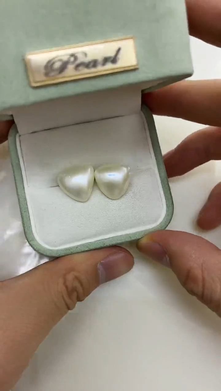 银S925镶嵌DA拼合珍珠（马贝珠）马贝耳钉 BQ152