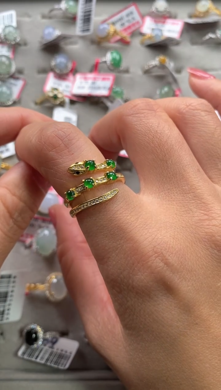 【闪购商品】翡翠戒指银S925镶嵌1111111111   9