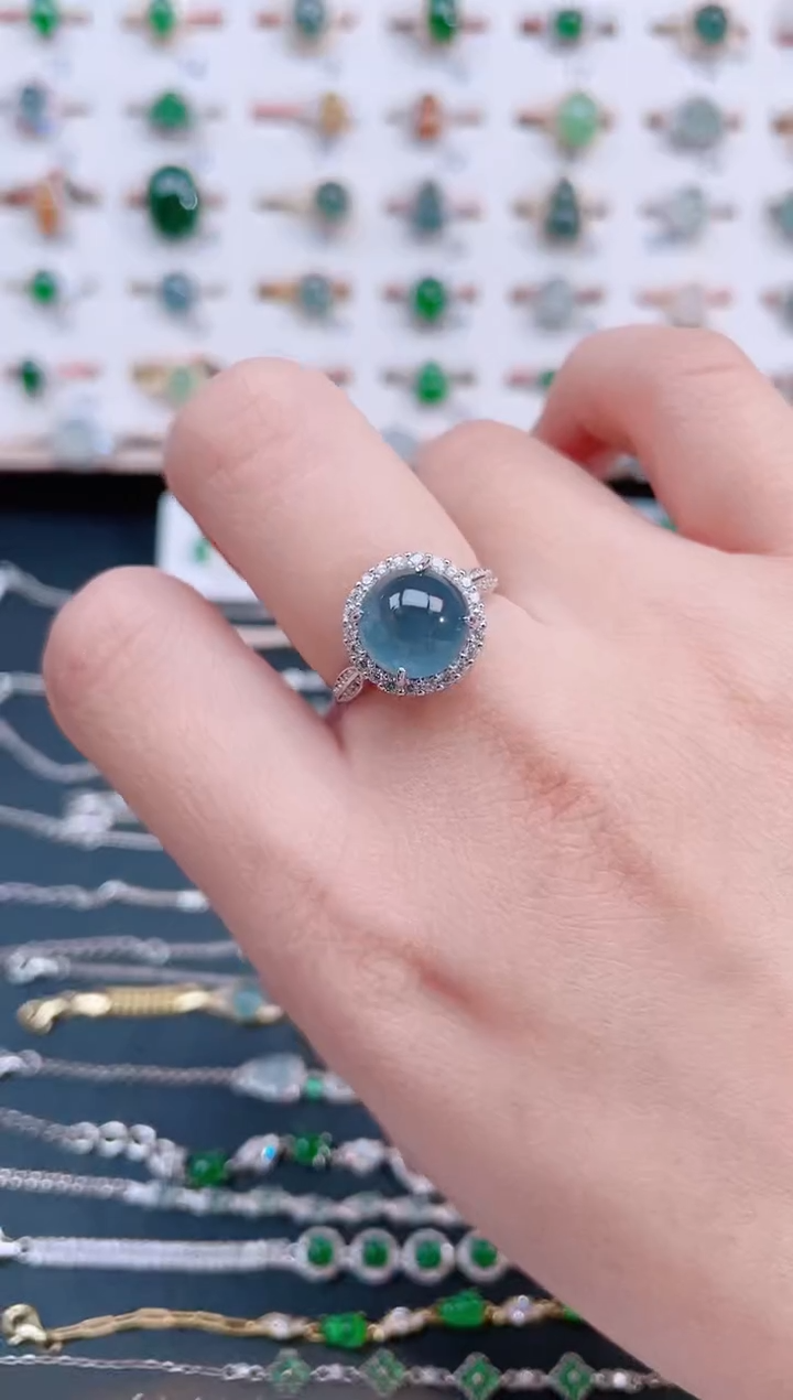 银S925镶嵌戒指翡翠天然翡翠