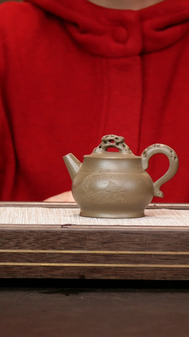 茶壶紫砂青段 寻香 刻绘