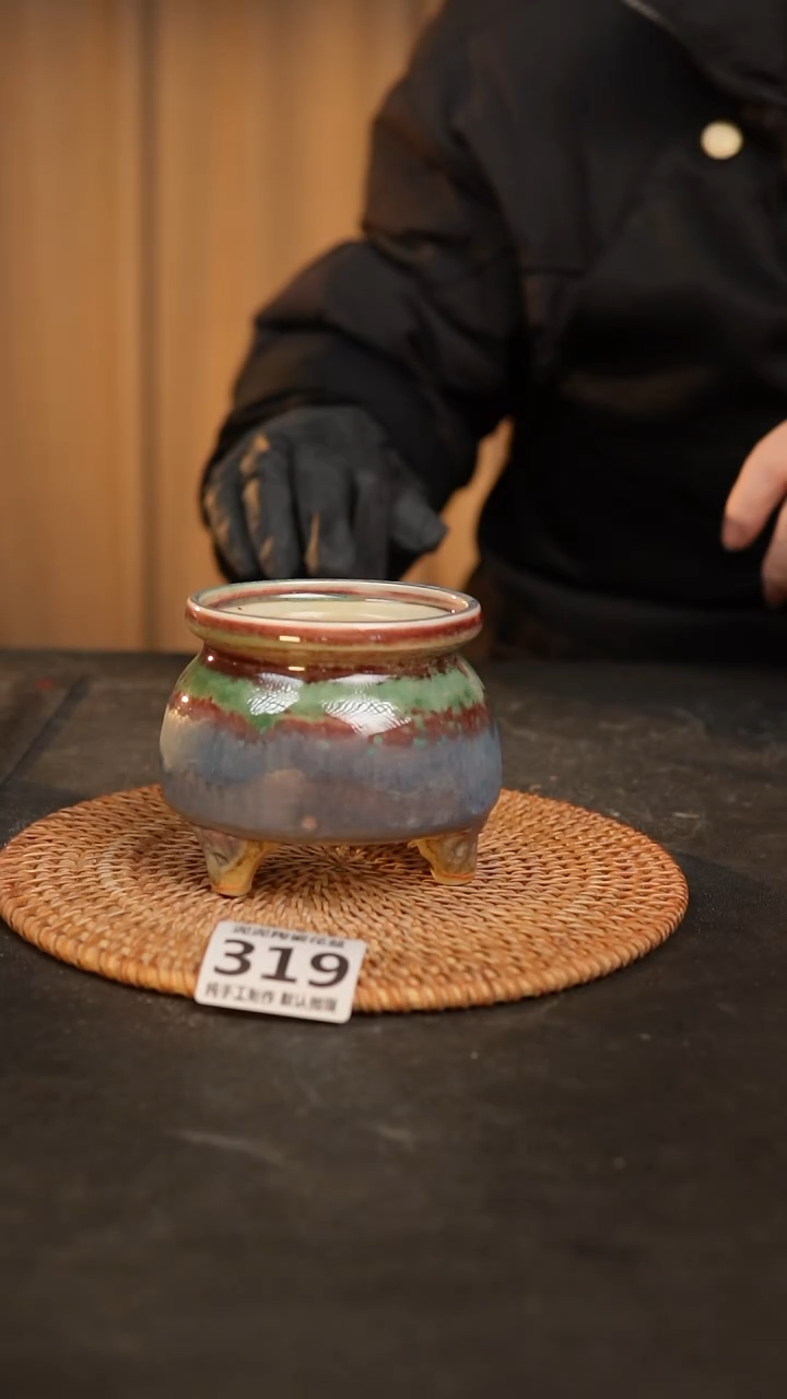 【闪购商品】瓷片319泥泥手工花盆口8高8