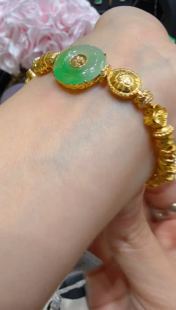 足金镶嵌手链翡翠多样性团购发一件