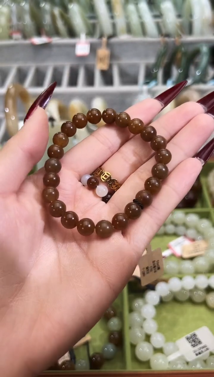 未镶嵌手串和田玉且末料金山糖手串卡8