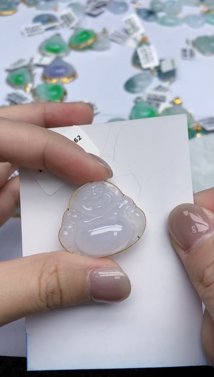 【闪购商品】翡翠挂件18K金镶嵌天然翡翠A货