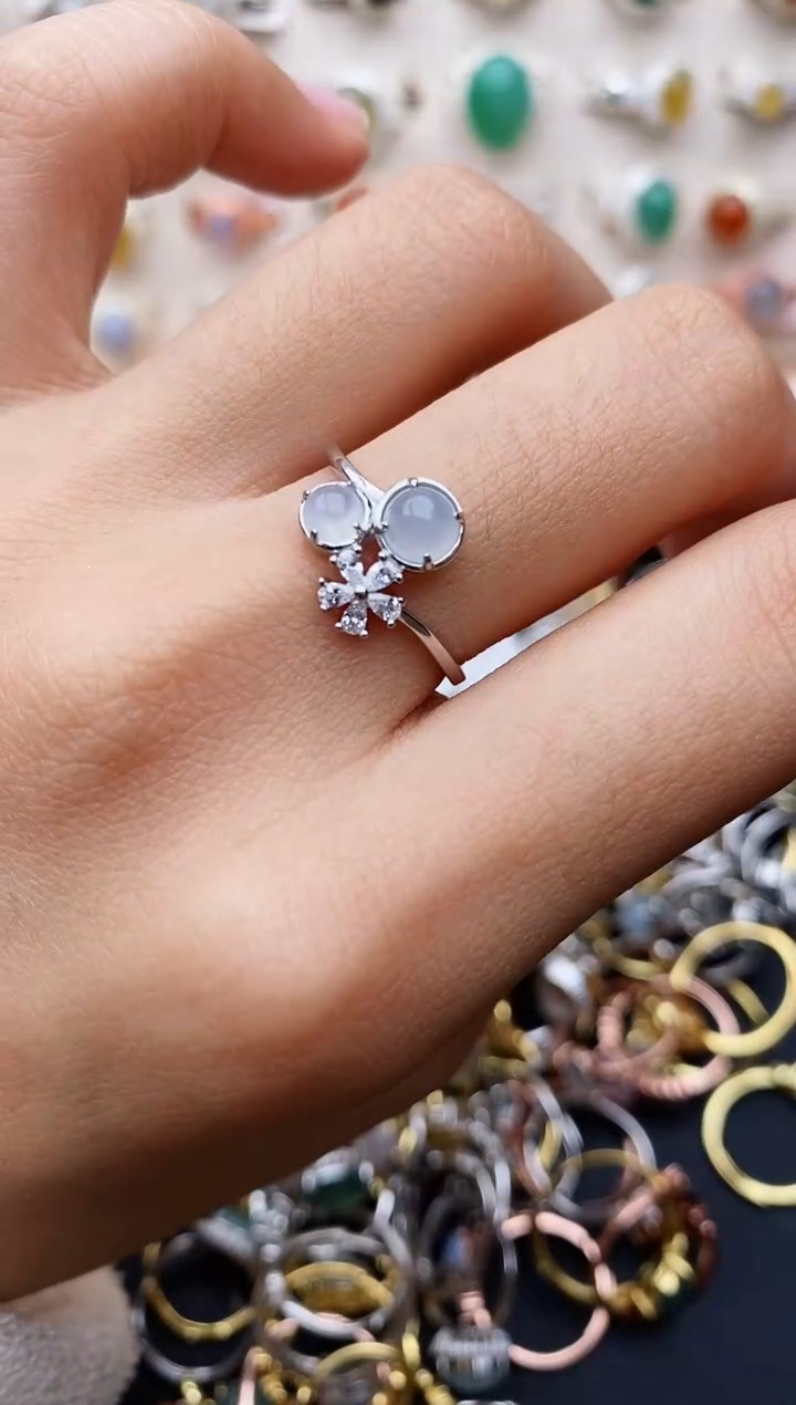 【闪购商品】翡翠戒指银S925镶嵌缅甸翡翠